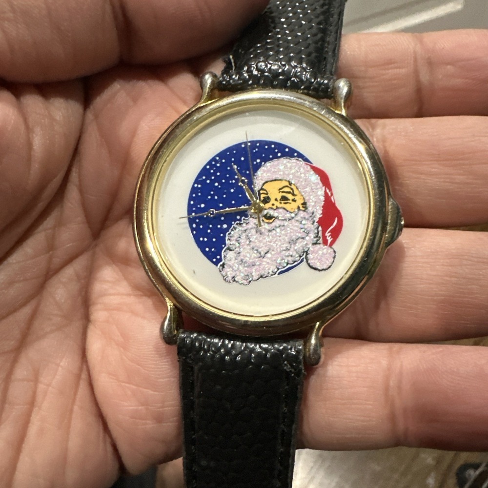 Working Tozai‎ Christmas Unisex Watch Santa Claus Shining Beard Analog 44mm Rare